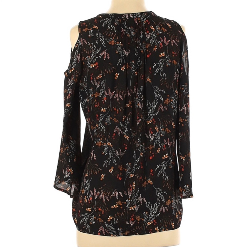 Philosophy Black Floral Cold Shoulder Blouse sz. S - Picture 2 of 3